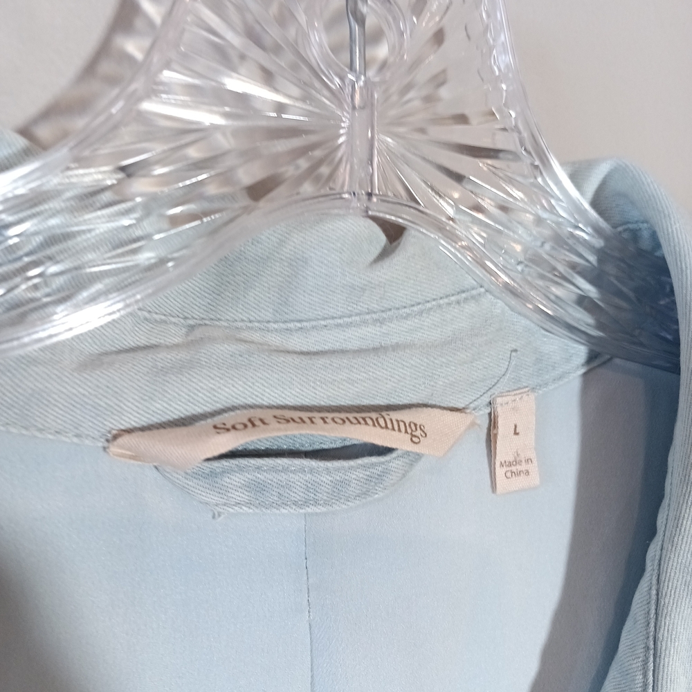Soft Surroundings Lori chambray trench coat with lace panels Size L - Picture 5 of 8